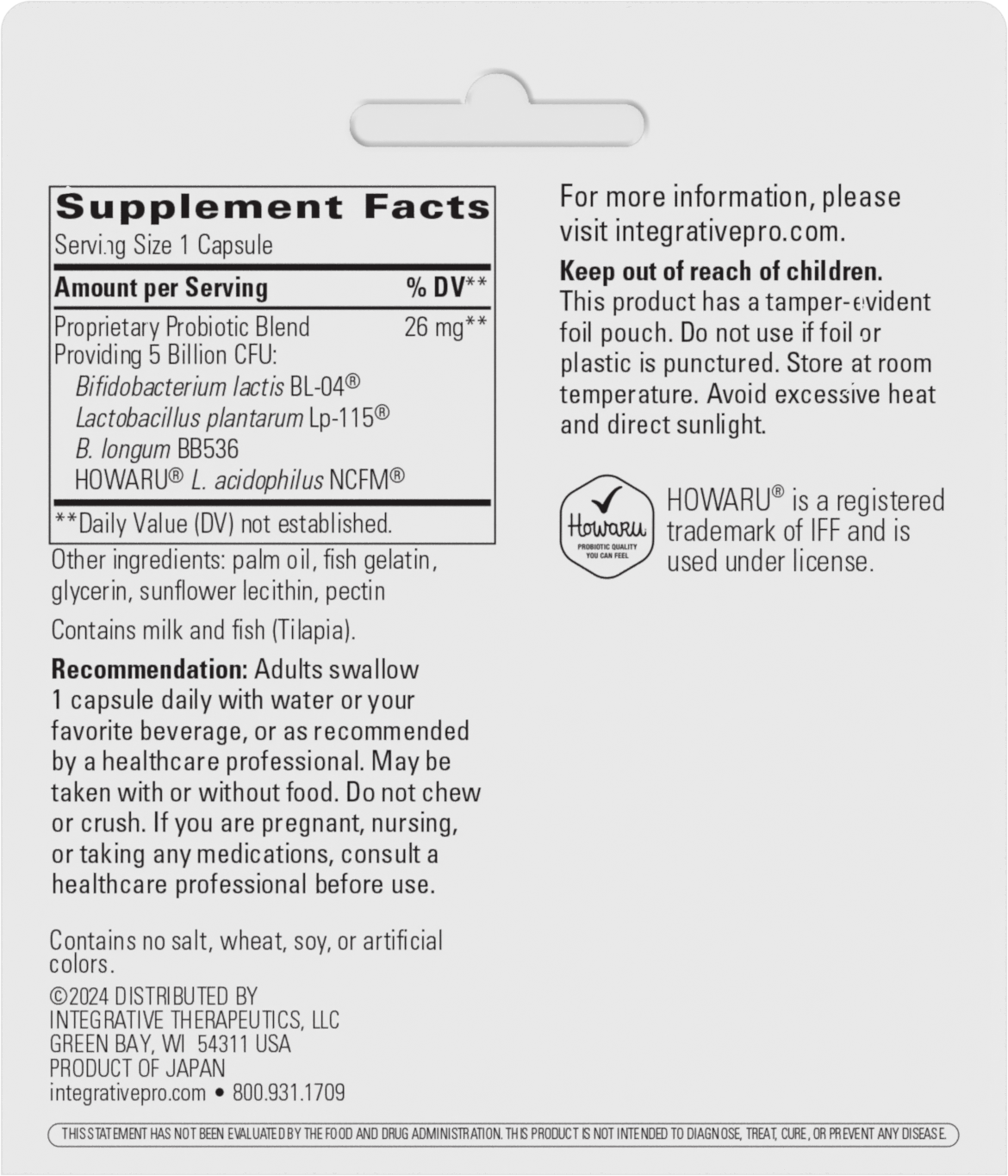 <{%MAIN1_70652%}>Nature's Way® | Probiotic Pearls Advantage - back of pack