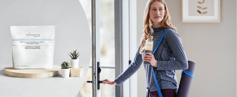 Woman walking out of a yoga class