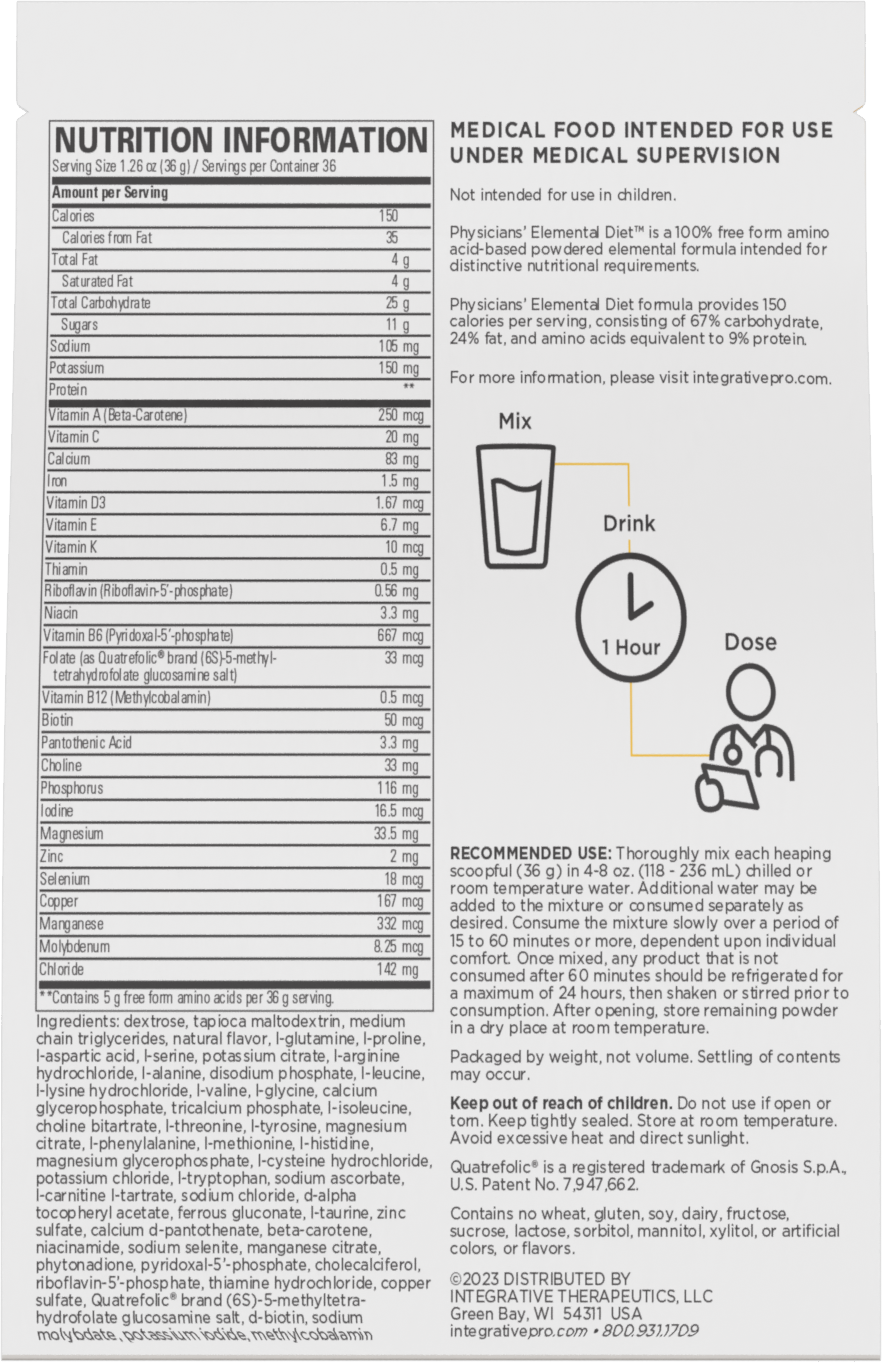 <{%MAIN6_11307%}>Nature's Way® | Physicians' Elemental Diet - back of pack