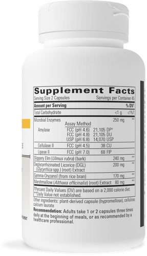 Nature's Way® | Similase Sensitive Stomach - right side of pack Sku:136006