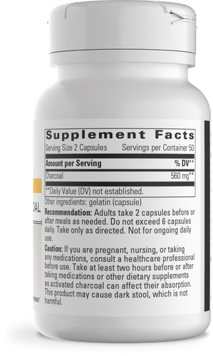 Nature's Way® | Activated Charcoal - right side of pack Sku:70656