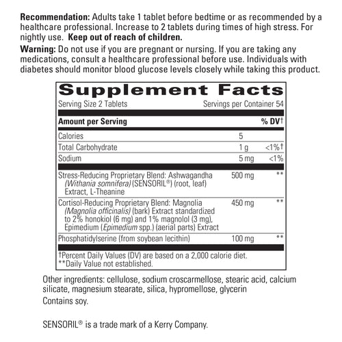 Nature's Way® | Cortisol Manager - supplement facts Sku:70459