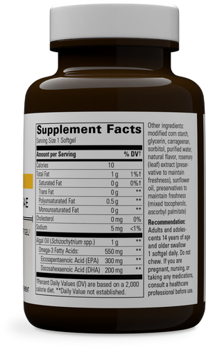Nature's Way® | Pure Omega Algae - right side of pack Sku:16050