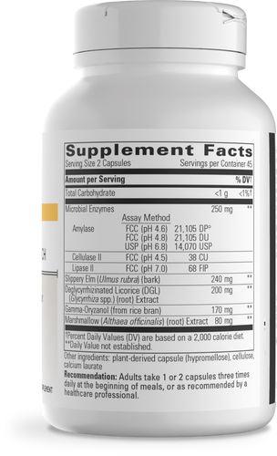 Nature's Way® | Similase Sensitive Stomach - right side of pack Sku:136006