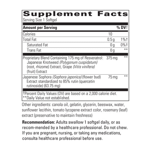 Nature's Way® | Resveratrol Ultra HP - supplement facts Sku:75836