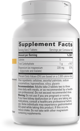 Nature's Way® | Magnesium Glycinate Plus - right side of pack Sku:206008ET