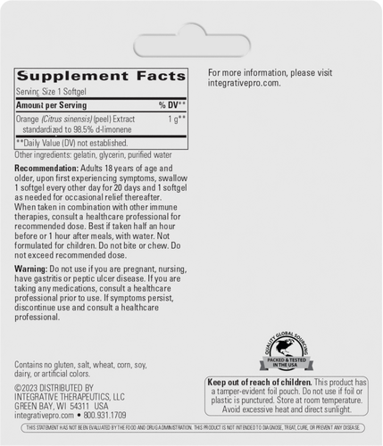 Nature's Way® | D-Limonene - back of pack Sku:79110